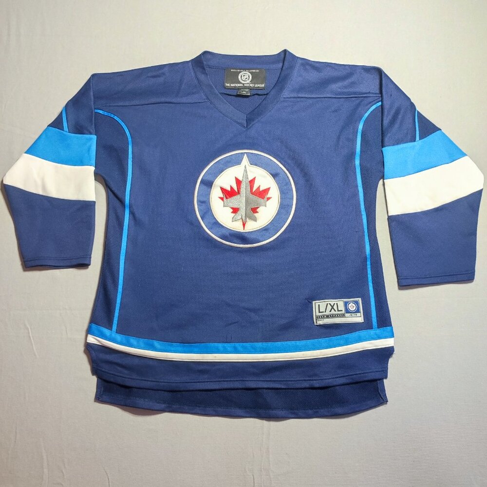 Winnipeg Jets collectors hockey jersey boys size L/XL blue with logo